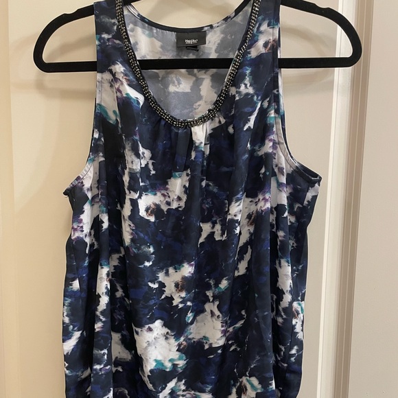 Blue and white sequin neck tank top - Size M - Picture 1 of 2